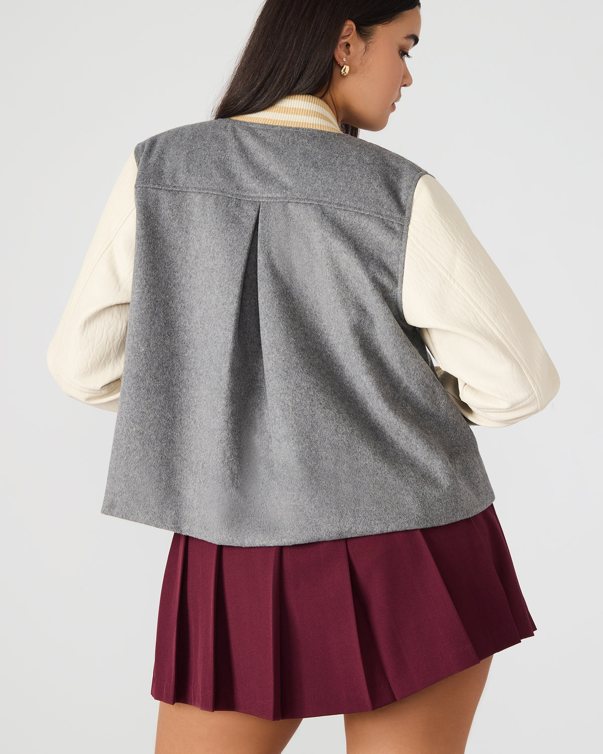 ROONEY Heather Grey Long-Sleeved Varsity Bomber Women's Jacket
