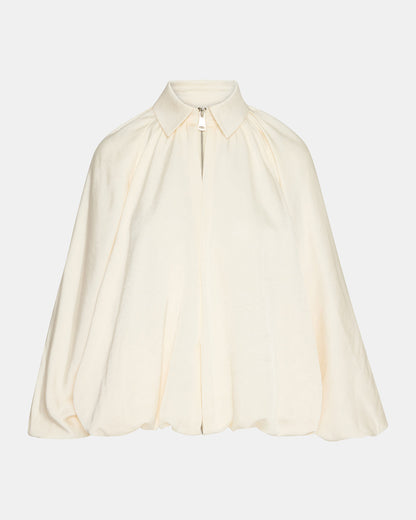 ASPEN Cream Long-Sleeved Zip-Up Puffed Bomber Women's Jacket