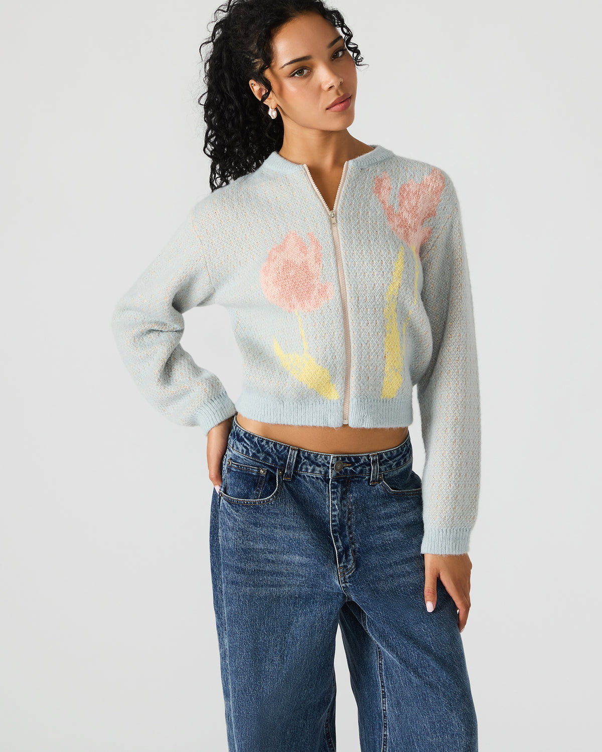 JENA Multi Long-Sleeved Zip-Up Women's Sweater Jacket