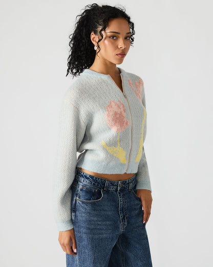 JENA Multi Long-Sleeved Zip-Up Women's Sweater Jacket