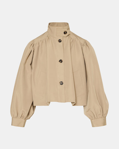 DEEDEE Tan Long-Sleeved Button-Up Collared Women's Jacket