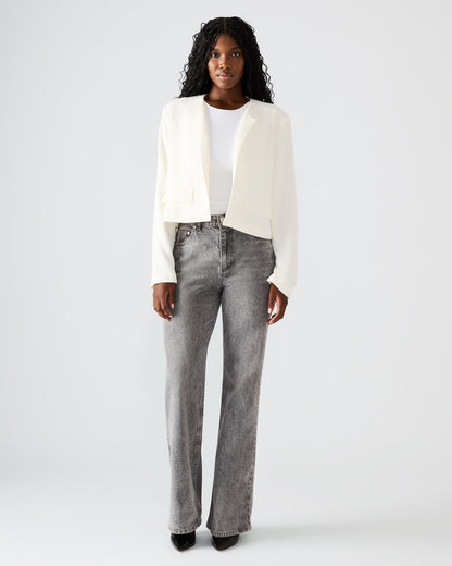 SERENEA White Women's Long-Sleeved Open-Front Blazer