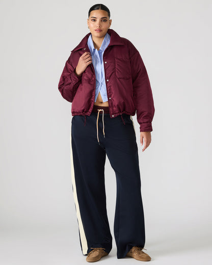 SELMA Wine Long-Sleeved Puffer Button-Up Women's Jacket