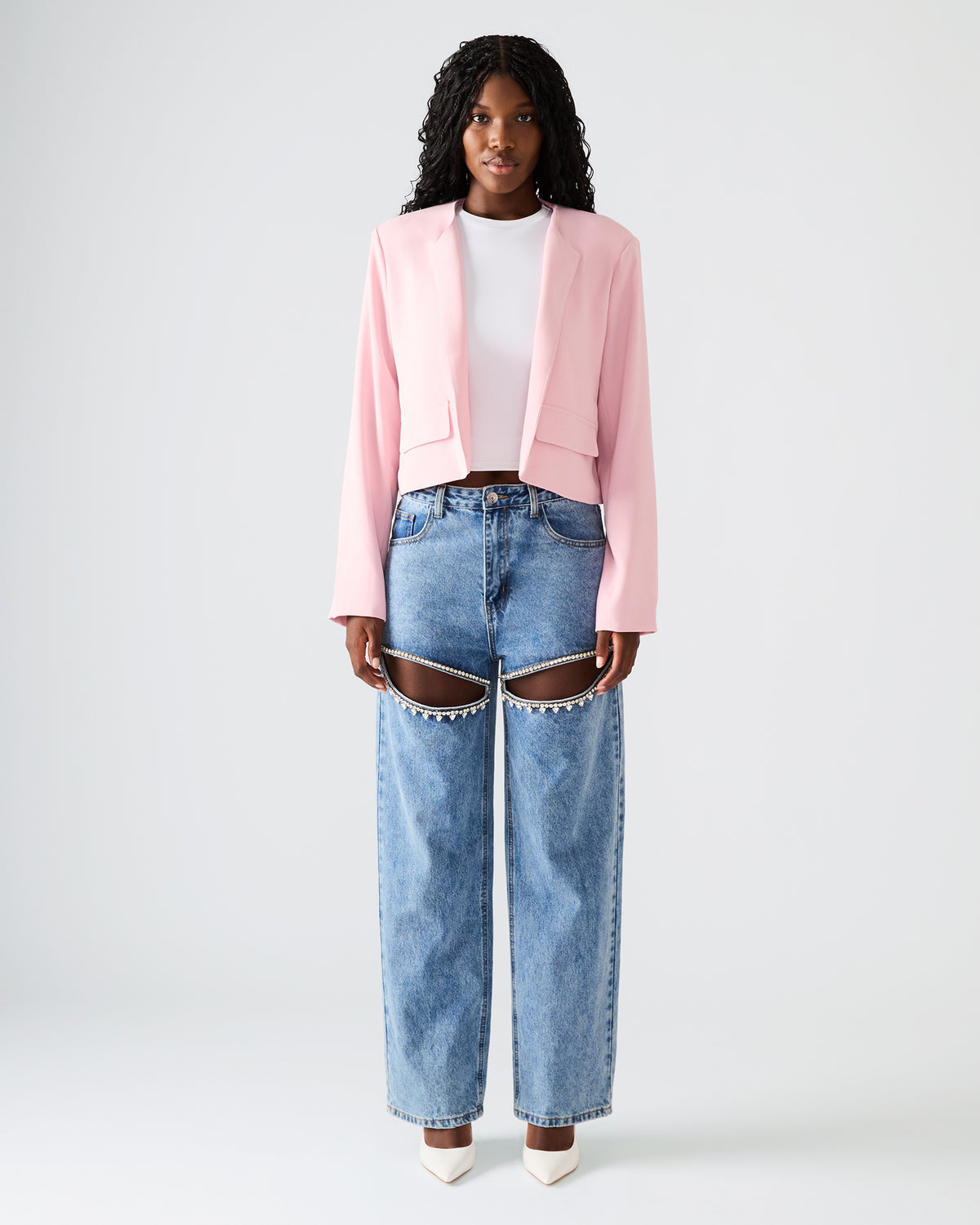 SERENEA Powder Puff Women's Long-Sleeved Open-Front Blazer