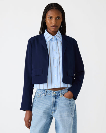 SERENEA Blazer Marine Long-Sleeved Open-Front Blazer