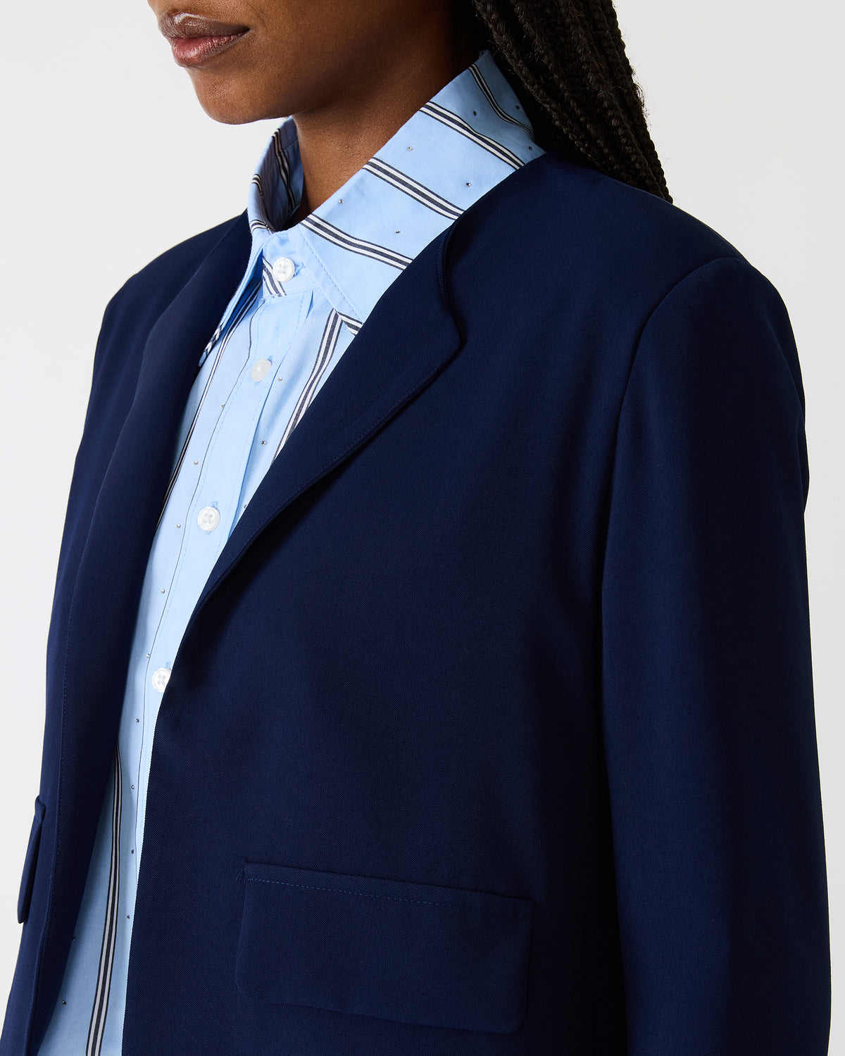SERENEA Blazer Marine Long-Sleeved Open-Front Blazer