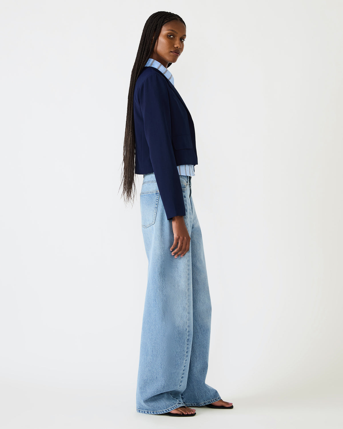 SERENEA Blazer Marine Long-Sleeved Open-Front Blazer