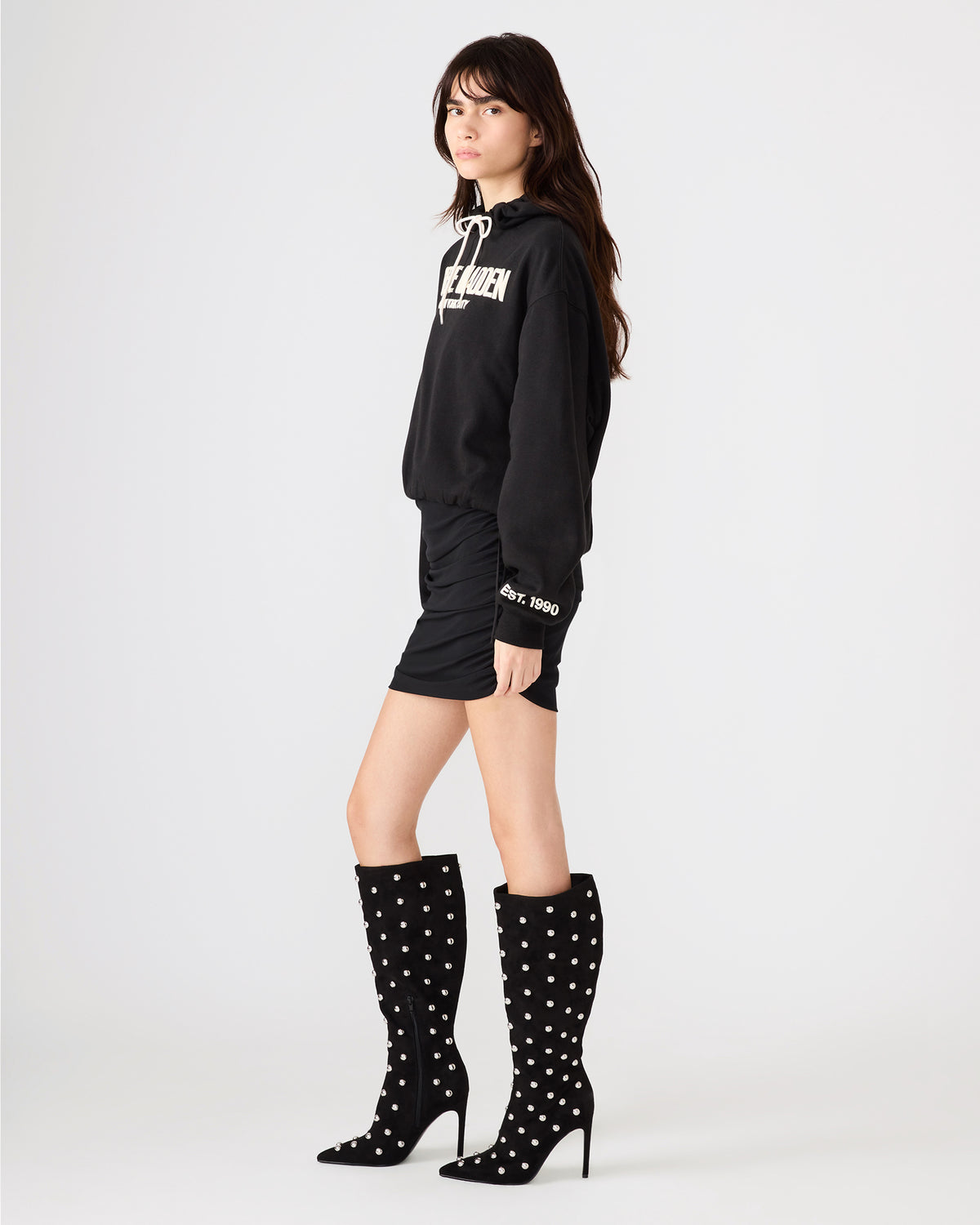 SM Black Logo Long-Sleeved Women's Hoodie