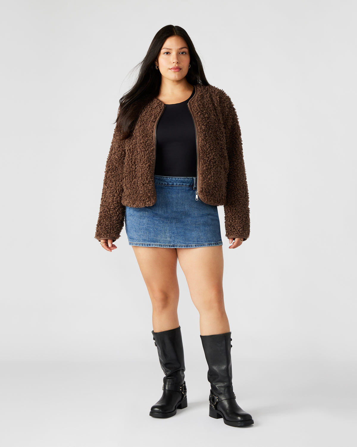 TEDDY Jacket Brown | Women's Collarless Sherpa Jacket