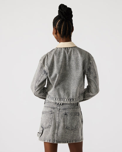 GLACIA Light Grey Women's Long-Sleeved Denim Jacket