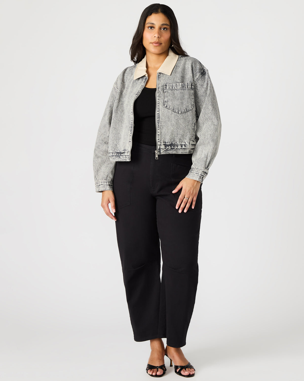 GLACIA Light Grey Women's Long-Sleeved Denim Jacket