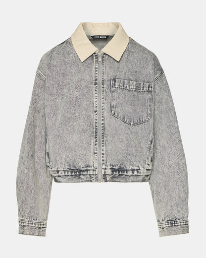 GLACIA Light Grey Women's Long-Sleeved Denim Jacket