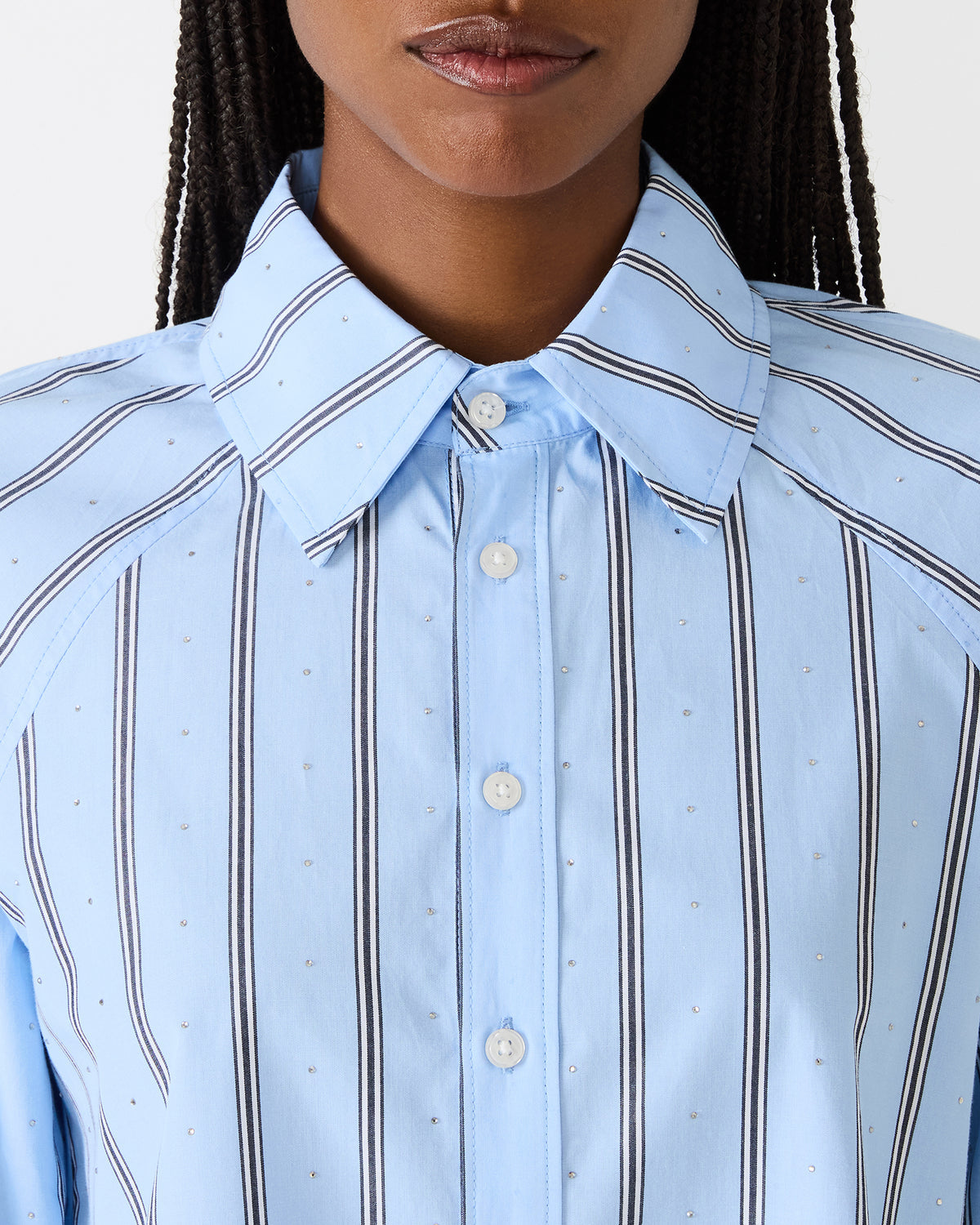 TESS Estate Blue Long-Sleeved Button-Up Women's Top