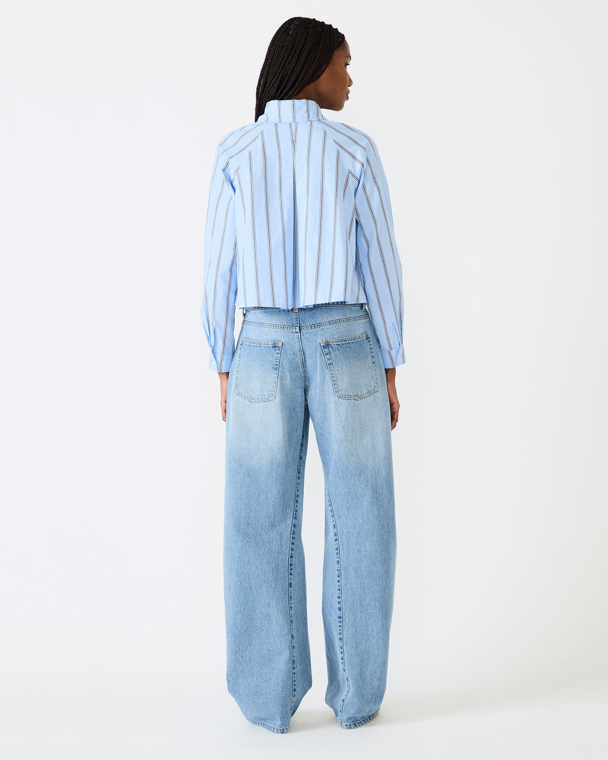 TESS Estate Blue Long-Sleeved Button-Up Women's Top