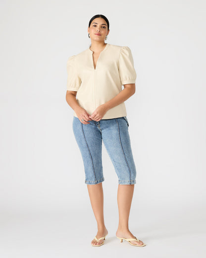 JANE Bone Women's Short-Sleeved Suede Top