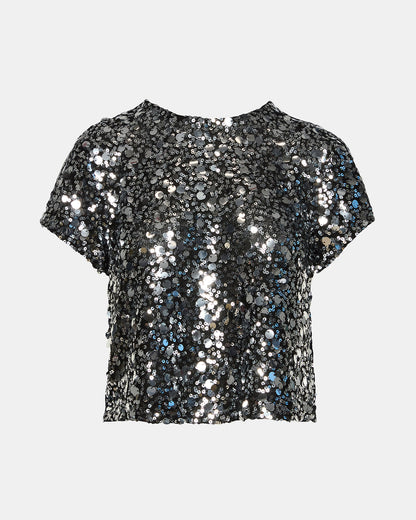 CRESSA Silver Embellished Sequin Women's Top