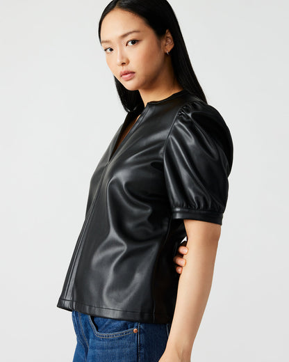 JANE Black Women's Short-Sleeved Suede Top