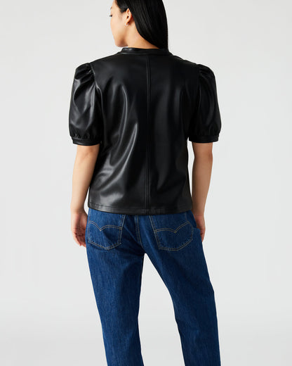JANE Black Women's Short-Sleeved Suede Top