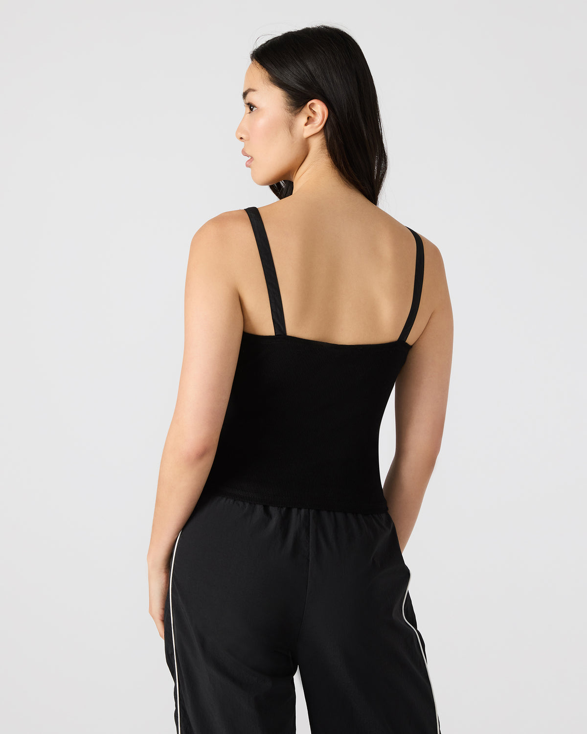 LUANA Black Pull-Over Ruched Tank Top