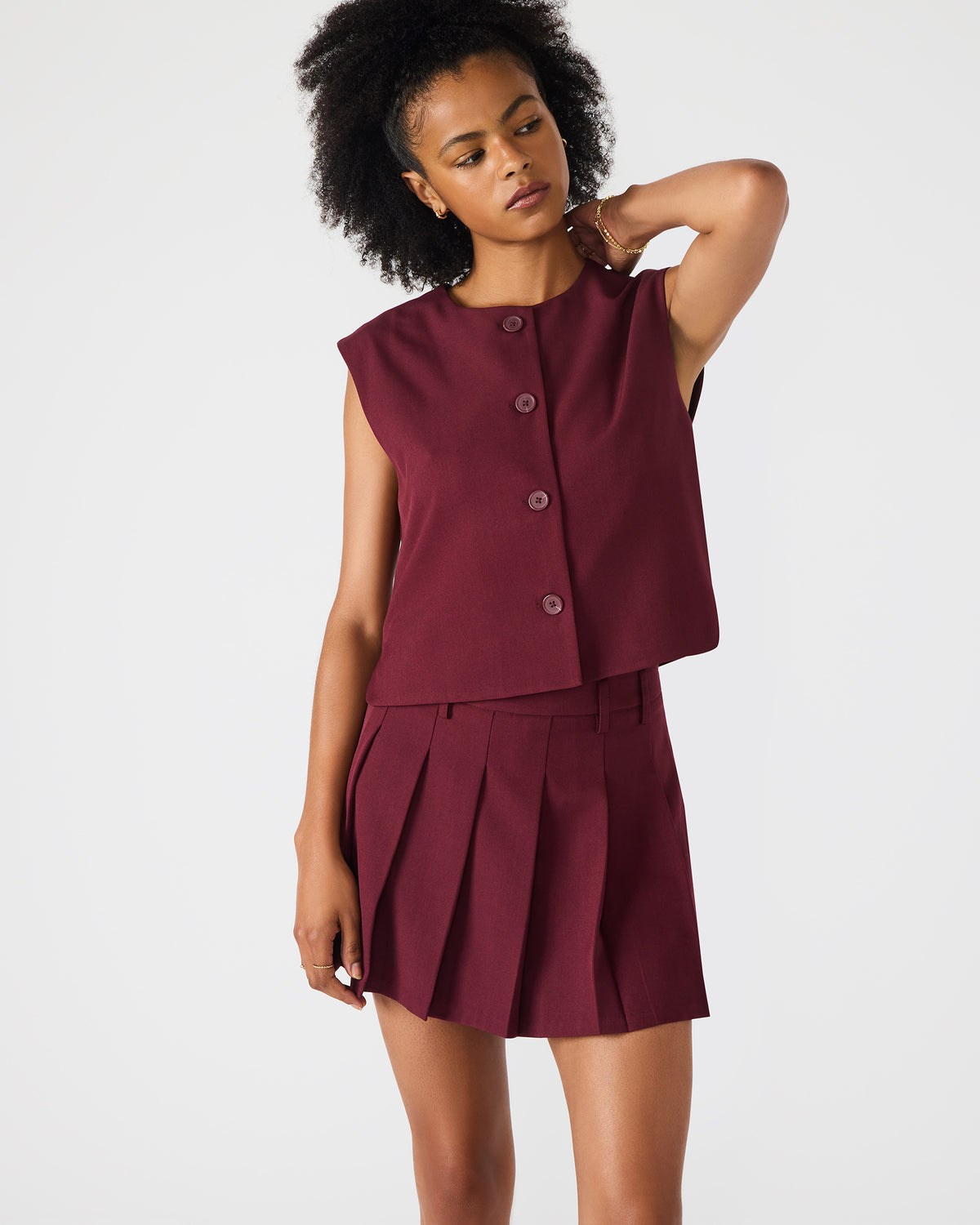 ALESSA Wine Button-Up Women's Top