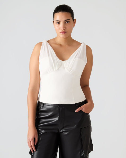 ADDISYN Antique V-neck Sleeveless Mesh Women's Top