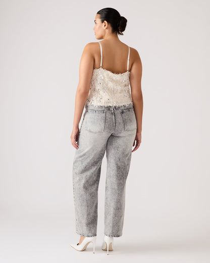 BLAKELYN Ivory Feather Sequin Embellished Women's Top
