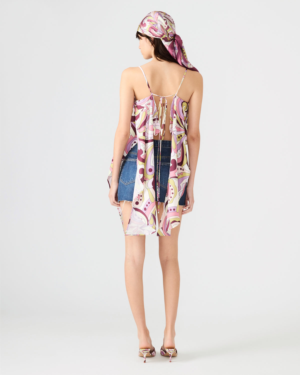 MARGAN Petal Paisley Sleevelss Asymmetrical Flowy Women's Top