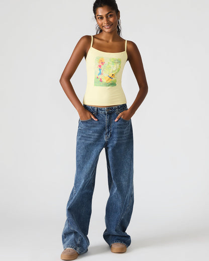 GOLDIE Pale Yellow Sleeveless Graphic Women's Tank Top