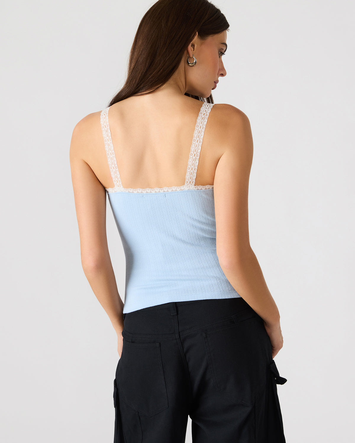 LOVE GOLDIE Surf Blue Lace Trim Sleeveless Graphic Women's Tank Top