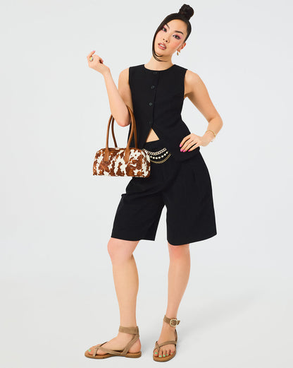 WESLEY Top Black Button-Up Vest Top
