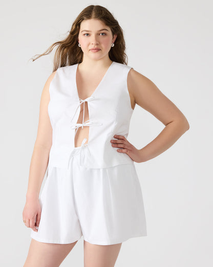 ALIZA White Women's Bow Tie-Front Top