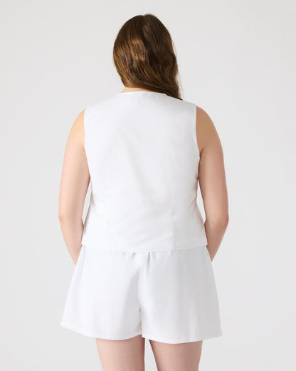 ALIZA White Women's Bow Tie-Front Top