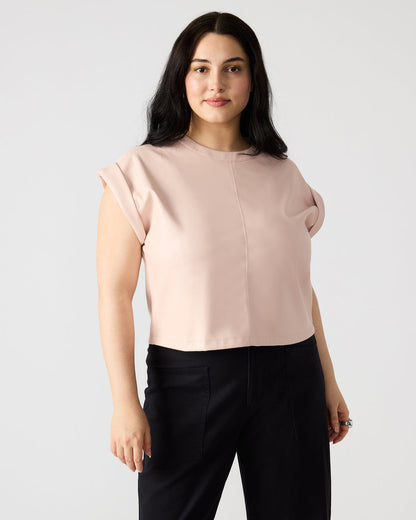 CAT Rose Women's Short-Sleeved Faux Leather Top