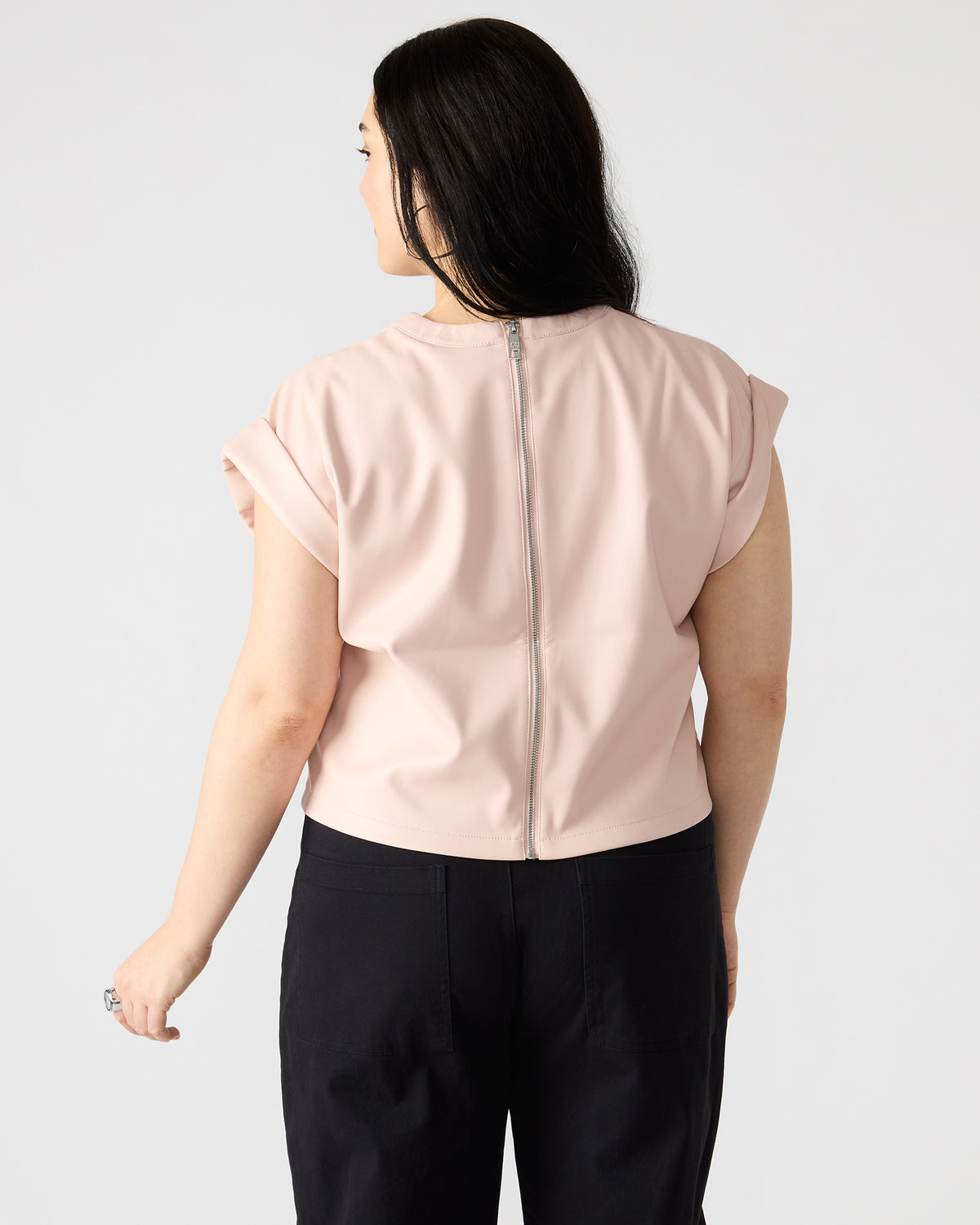 CAT Rose Women's Short-Sleeved Faux Leather Top