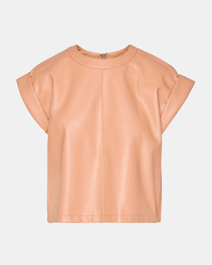 CAT Rose Women's Short-Sleeved Faux Leather Top