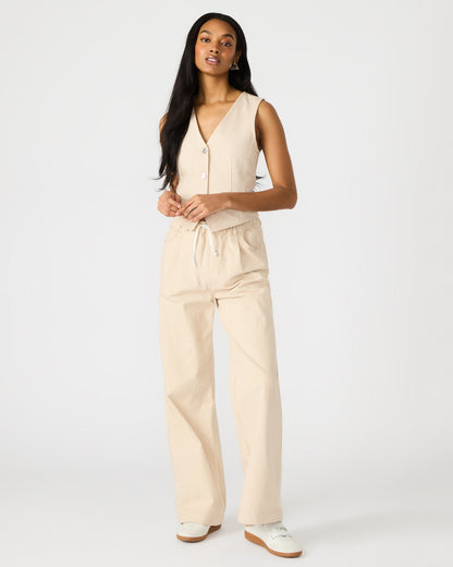 SELENE Khaki Women's Button-Up Sleeveless Fabric Vest Top