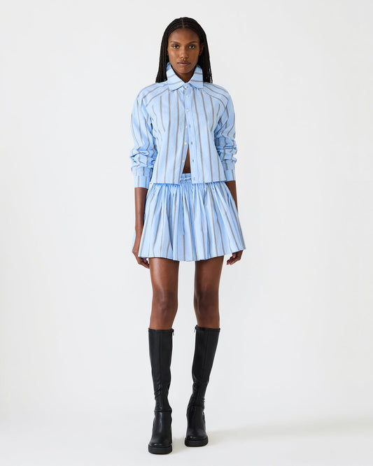 TYRIA Estate Blue Mini Tie-Front Women's Skirt