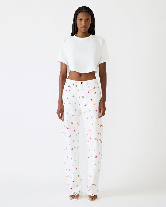 SYDNEE Floral Jean Wide-Leg Denim Multi-Colored Floral Print Women's Bottom