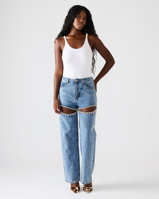 TAYLOR Jean Rhinestone Women's Cutout Jeans