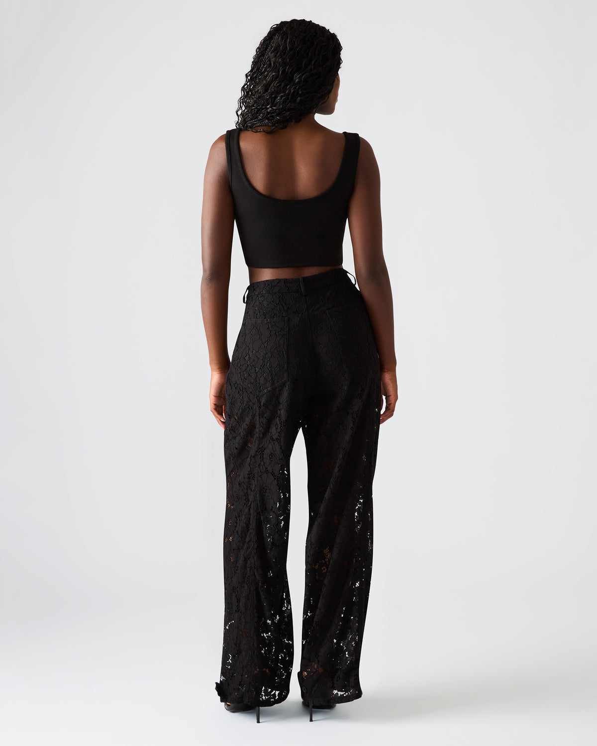 TRE Lace Black Mesh Barrel Low-Rise Women's Pant