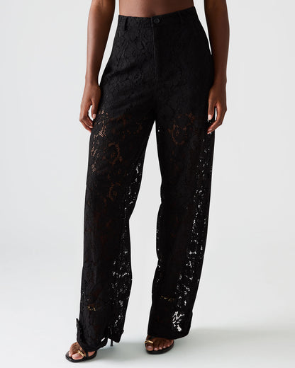 TRE Lace Black Mesh Barrel Low-Rise Women's Pant