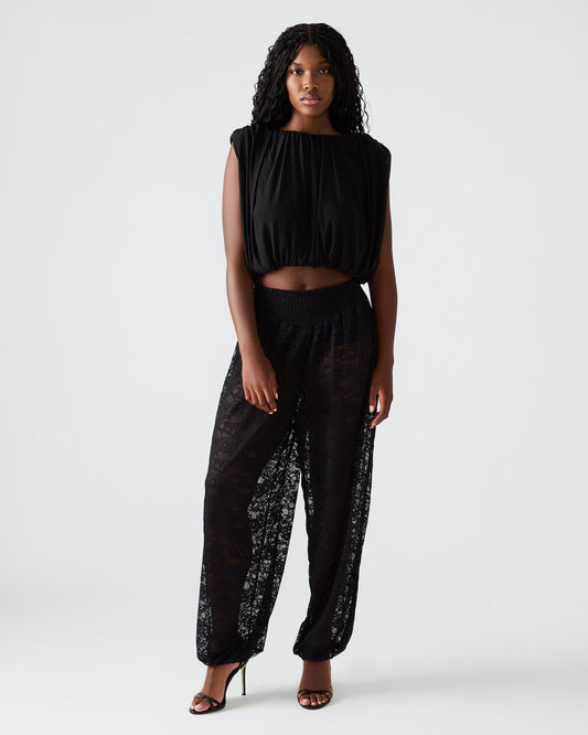 ALARA Black Lace Mesh Overlay Women's Pant