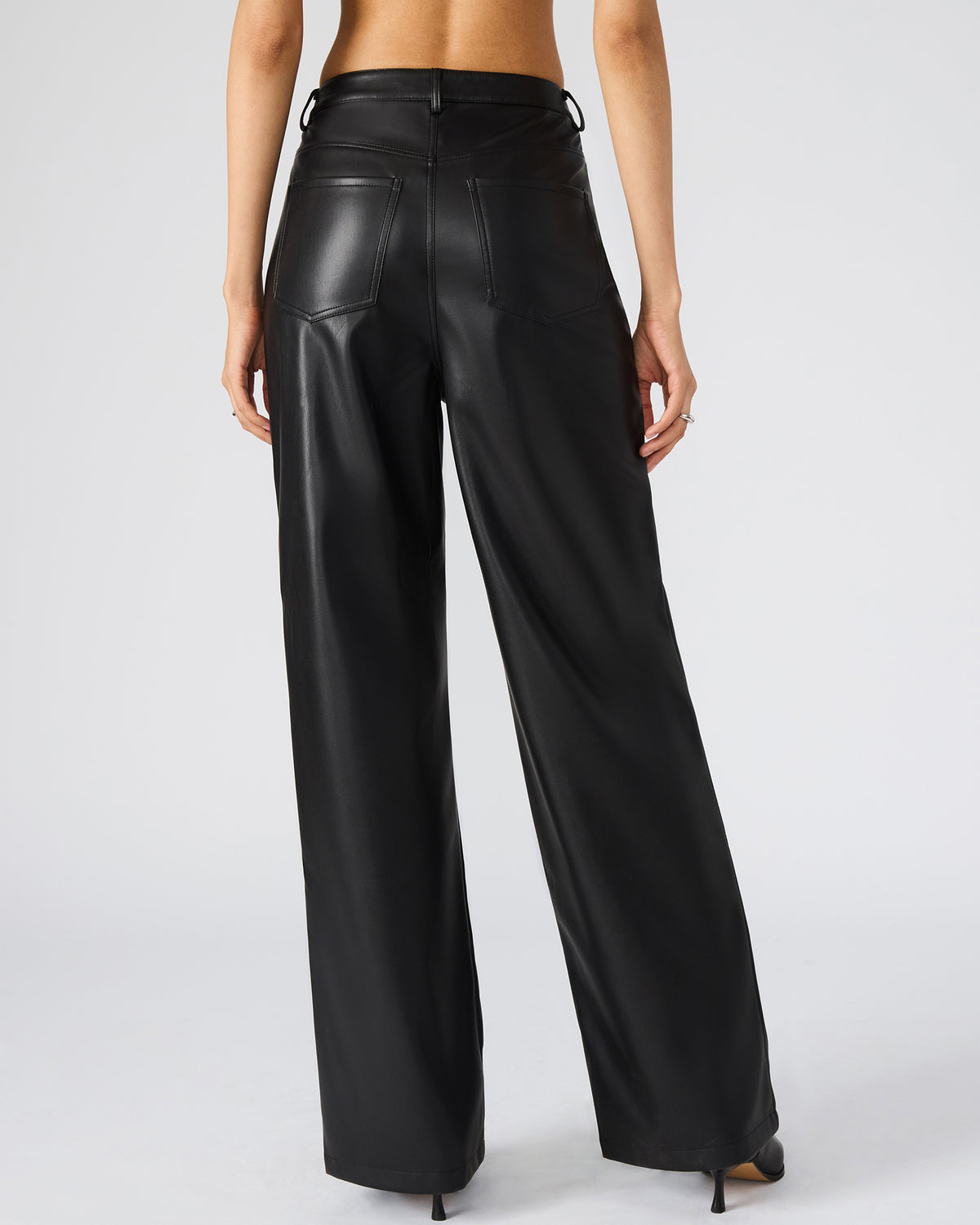 GERALDINE Black Faux Leather Straight-Leg Women's Pants