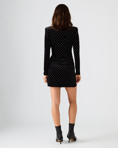 CINDI Black Studded Velvet Rhinestone Embellished Women's Skirt