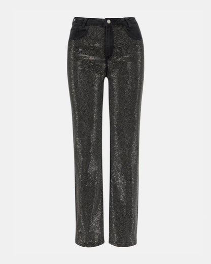 JESSE Black Women's Rhinestone Studded Jeans