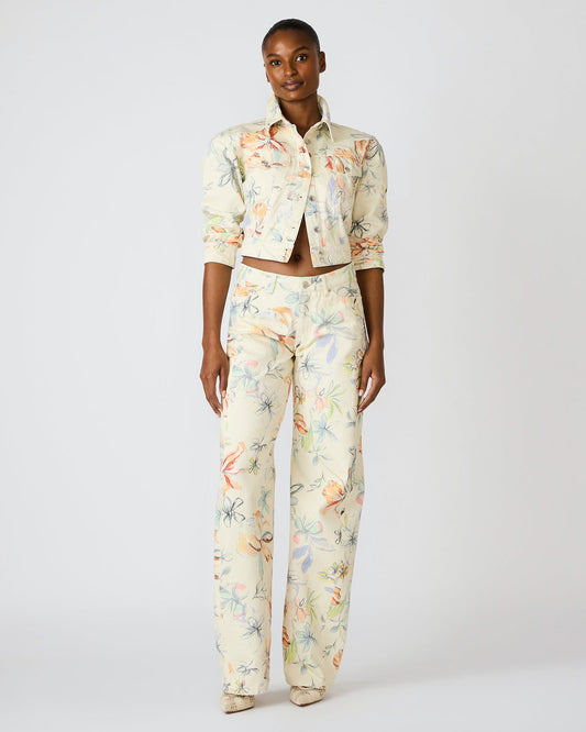 RORI Vintage Ivory Straight-Leg Denim Floral Print Women's Bottoms
