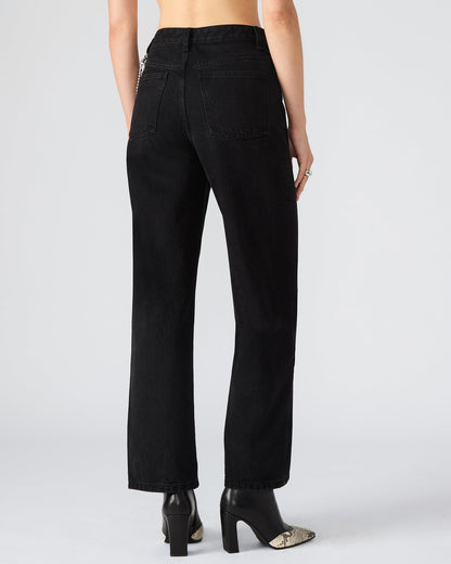 SWIFT Black Wide-Leg Denim Chain Women's Jean