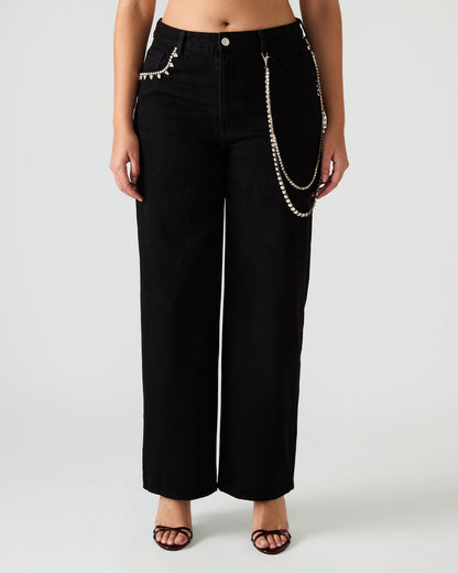 SWIFT Black Wide-Leg Denim Chain Women's Jean