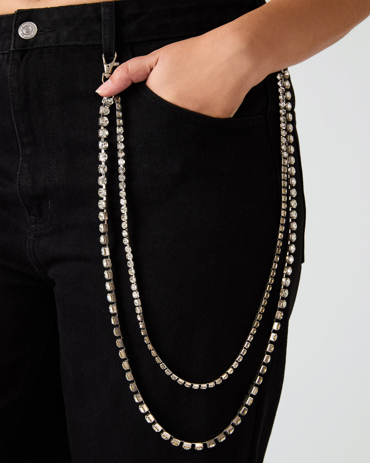 SWIFT Black Wide-Leg Denim Chain Women's Jean