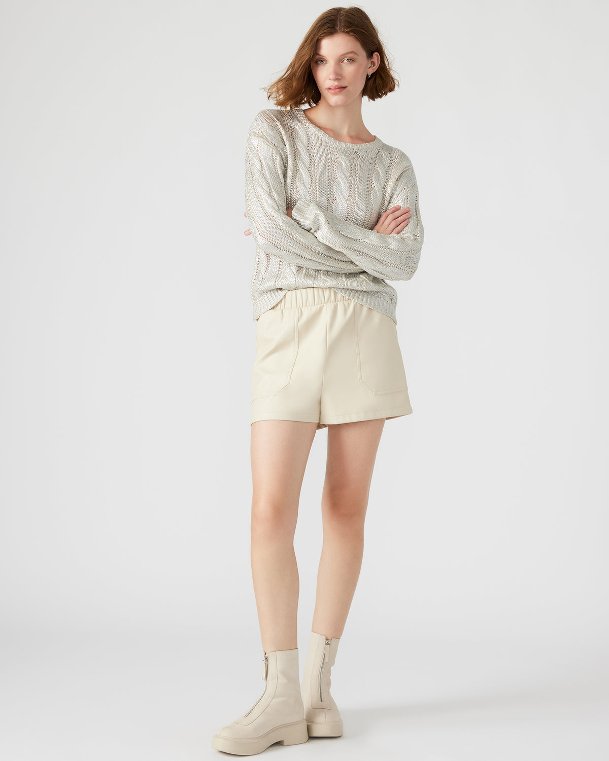 FAUX THE RECORD Short Bone | Women's Faux Leather Short